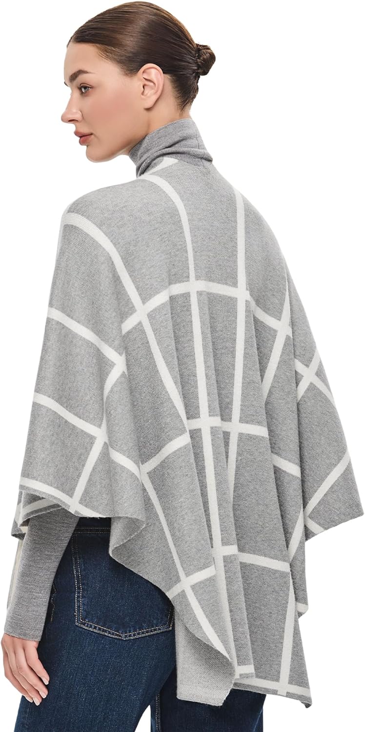 Puli Women's Elegant Shawl Wraps Soft Open Front Poncho Sweater for Spring Fall Winter - Image 4